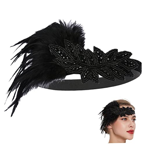 MRVAKDYDI Fascinator Spitze Feder Hut für Frauen, Vintage Stirnband Karneval Party Stirnband Elastisches Haarband(Black) von MRVAKDYDI