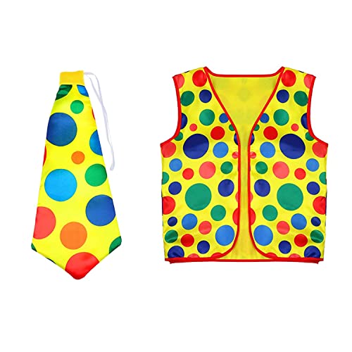 MSCHENZW 2Er-Pack Clown-KostüM-Set, Clown-PerüCke, Nasenweste für die Weltmeisterschaft, Cheer, Halloween, Cosplay, Partys, Karneval, Verkleidung von MSCHENZW