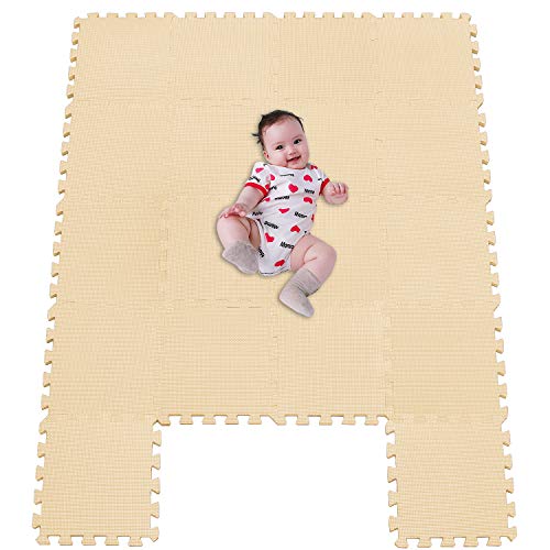 MSHEN 18 Stück Puzzlematte | Kälteschutz,abwaschbar Kinderspielteppich Matte | puzzlematte Baby | Trainingsmatte.Größe 1,62 Quadrat.Beige-10g18 von MSHEN