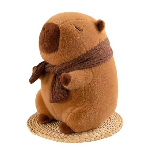 MSNWL Capybara Cuddly Toy, Capybara Plush Toy,Stuffed Toy,with Turtle Backpack Toy,Plushie Stuffed Toy,Gift for Children Boys Girls Birthday Gift (Capybara Scarf 25CM) von MSNWL