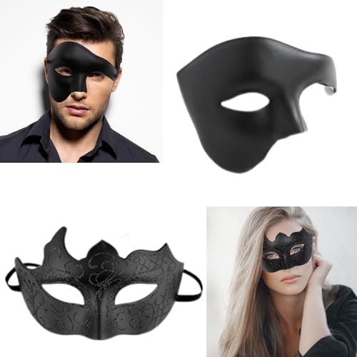 MSPEBEC Zwei venezianische Masken für Erwachsene – perfekt für Maskeraden, Karneval, Cosplay, Karneval und Maskenball von MSPEBEC