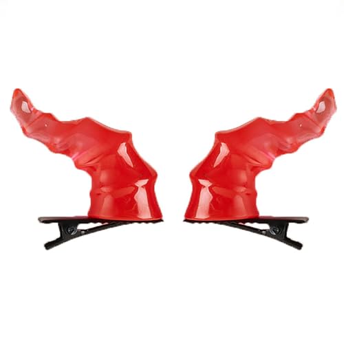 MSemis 2Pcs Teufel Hörner Haarspangen Halloween Dämon Hörner Haarnadel Farbverlauf Vampir Haarclips Devil Hörner Kopfschmuck Cosplay Zubehör Rot A One Size von MSemis