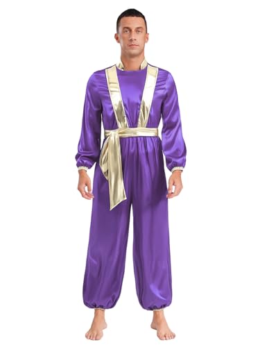 MSemis Arabischer Prinz Kostüm für Herren Jumpsuit Langärmlig Costume Metallisch Overalls Kostüm Halloween Nachtclub Verkleidung Orient Fastnacht Ourfits Puple M MSemis Arabischer Prinz Kostüm für Herren Jumpsuit Langärmlig Costume Metallisch Overalls Kostüm Halloween Nachtclub Verkleidung Orient Fastnacht Ourfits Puple M von MSemis