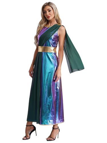 MSemis Damen Griechisches Göttin Kostüm Altgriechisches Ärmellos Toga Metallic glänzendes Tunikakleid Römer Kostüm Halloween Karneval Party Outfit Rollenspiel Blau 4XL MSemis Damen Griechisches Göttin Kostüm Altgriechisches Ärmellos Toga Metallic glänzendes Tunikakleid Römer Kostüm Halloween Karneval Party Outfit Rollenspiel Blau 4XL von MSemis