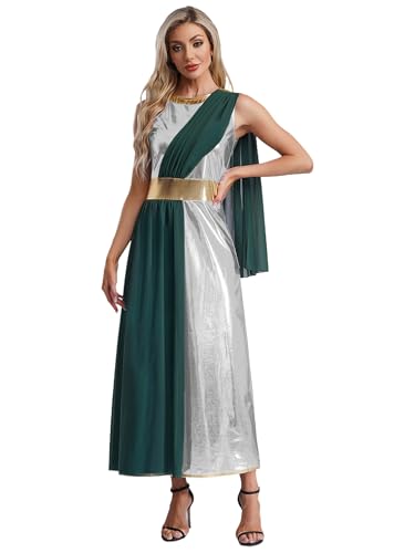 MSemis Damen Griechisches Göttin Kostüm Altgriechisches Ärmellos Toga Metallic glänzendes Tunikakleid Römer Kostüm Halloween Karneval Party Outfit Rollenspiel Silber 4XL MSemis Damen Griechisches Göttin Kostüm Altgriechisches Ärmellos Toga Metallic glänzendes Tunikakleid Römer Kostüm Halloween Karneval Party Outfit Rollenspiel Silber 4XL von MSemis