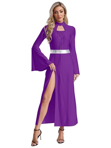 MSemis Damen Halloween Griechische Gothic Partykleid Mittelalter Kostüme Renaissance Vintage Trompetenärmel Retro Karneval Rave Party Clubwear Outfit Violett L MSemis Damen Halloween Griechische Gothic Partykleid Mittelalter Kostüme Renaissance Vintage Trompetenärmel Retro Karneval Rave Party Clubwear Outfit Violett L von MSemis