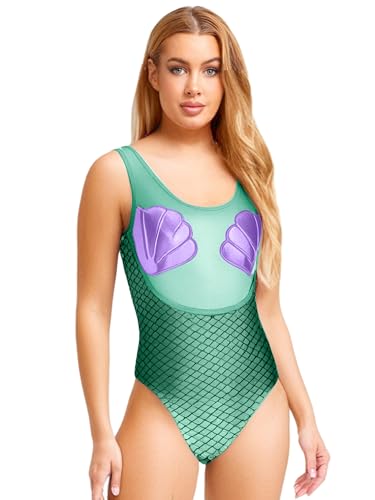 MSemis Damen Meerjungfrauen Bodysuit mit Muschel-Cups Einteiliger Badeanzug Ärmellos Fisch Schuppen Surfanzug Jumpsuit Faschingskostüm Mottoparty Kostüm Türkis L MSemis Damen Meerjungfrauen Bodysuit mit Muschel-Cups Einteiliger Badeanzug Ärmellos Fisch Schuppen Surfanzug Jumpsuit Faschingskostüm Mottoparty Kostüm Türkis L von MSemis