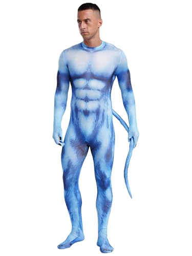 MSemis Ganzkörperanzug Erwachsene 3D gedruckt Tier Bodysuit Füßiger Catsuit Jumpsuit Cosplay Zentai für Halloween Party Geben Sie H ein 3XL von MSemis