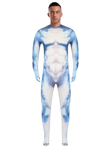 MSemis Ganzkörperanzug Erwachsene 3D gedruckt Tier Bodysuit Füßiger Catsuit Jumpsuit Cosplay Zentai für Halloween Party Typ E 3XL von MSemis