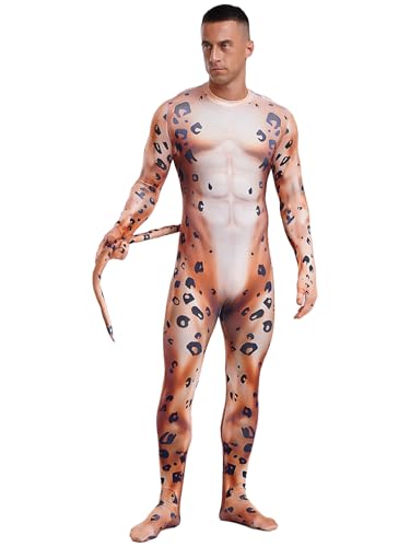 MSemis Ganzkörperanzug Erwachsene 3D gedruckt Tier Bodysuit Füßiger Catsuit Jumpsuit Cosplay Zentai für Halloween Party Typ F 3XL von MSemis