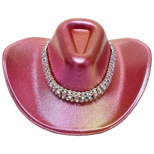 MSemis Glitzernder Weltraum-Cowgirl-Minihut-Haarspange, Glitzer-Outback-Hut mit Flansch, Kostümaccessoire für Disco-Party Rot Einheitsgröße MSemis Glitzernder Weltraum-Cowgirl-Minihut-Haarspange, Glitzer-Outback-Hut mit Flansch, Kostümaccessoire für Disco-Party Rot Einheitsgröße von MSemis