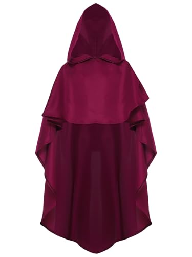 MSemis Halloween Hexe Umhang kinder mit Kapuze Jungen Mittelalterlicher Ritter Kapuzenumhang Fancy Jedi Robe für Karneval Burgundy 110-122 von MSemis