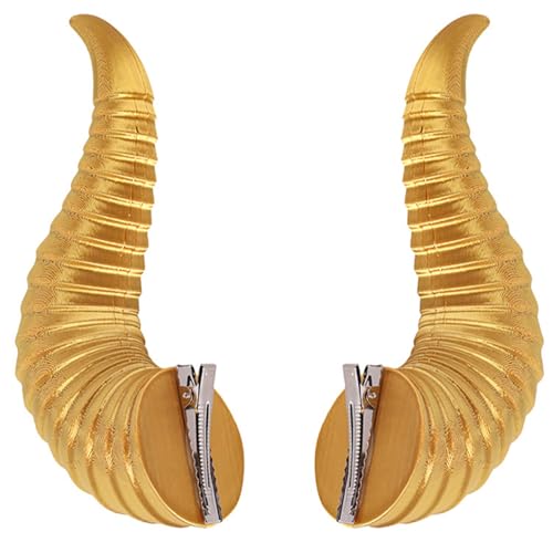 MSemis Halloween Lustige Dämon Hörner Haarclips Teufel Hörner Haarspangen Anime Cosplay Kopfschmuck Böse Hörner Hair Clips Party Cosplay Fotografie Golden Gelb One Size von MSemis