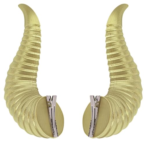 MSemis Halloween Lustige Dämon Hörner Haarclips Teufel Hörner Haarspangen Anime Cosplay Kopfschmuck Böse Hörner Hair Clips Party Cosplay Fotografie Grünes Gold One Size von MSemis