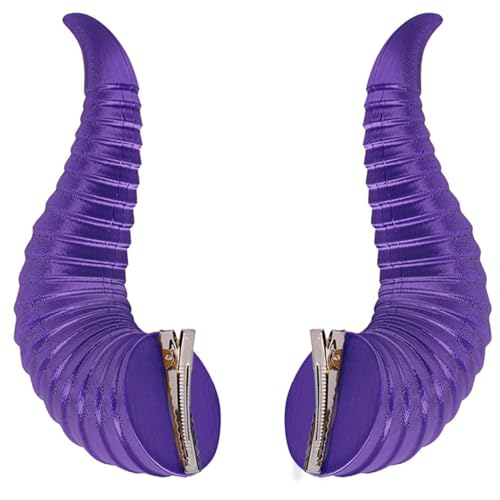 MSemis Halloween Lustige Dämon Hörner Haarclips Teufel Hörner Haarspangen Anime Cosplay Kopfschmuck Böse Hörner Hair Clips Party Cosplay Fotografie Lila Blau One Size von MSemis