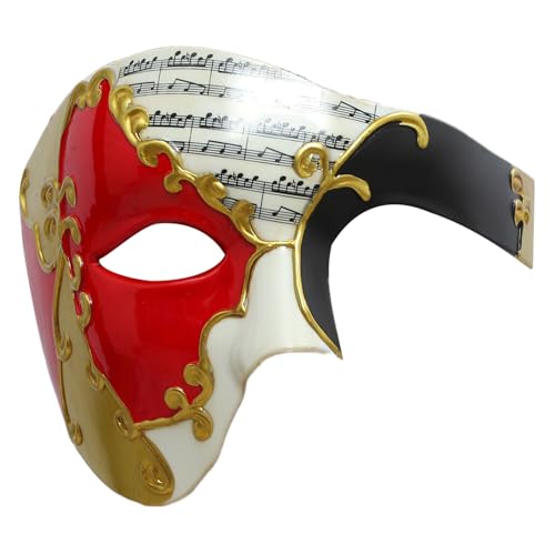 MSemis Halloween Venezianische Maske Steampunk Opernmaske Maskerade Maske Halbe Gesichtsmaske Karneval Fasching Cosplay für Damen Herren Rot One Size von MSemis