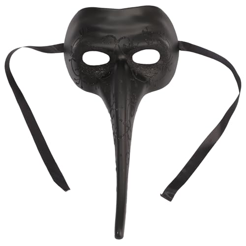 MSemis Halloween Venezianische Maske Steampunk Vogelmaske mit Langer Nase Maskerade Augenmaske Karneval Fasching Cosplay für Erwachsene Schwarz One Size von MSemis