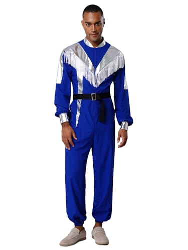 MSemis Herren Astronaut Kostüm Jumpsuit Langarm Anzug Fastnacht Space Outfit Metall Cosplay Kostüm mit Gürtel für Rave Halloween Blau XL MSemis Herren Astronaut Kostüm Jumpsuit Langarm Anzug Fastnacht Space Outfit Metall Cosplay Kostüm mit Gürtel für Rave Halloween Blau XL von MSemis