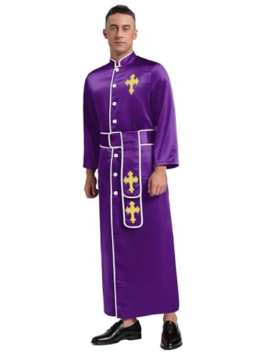 MSemis Herren Gewand für Kirchenpriester mit Gürtel Priesterkostüm Gebetskleidung Retro Kaftanmit Lang Muslimisches Gewand Islamische Dubai Tunika Abaya Kleider Violett 3XL MSemis Herren Gewand für Kirchenpriester mit Gürtel Priesterkostüm Gebetskleidung Retro Kaftanmit Lang Muslimisches Gewand Islamische Dubai Tunika Abaya Kleider Violett 3XL von MSemis