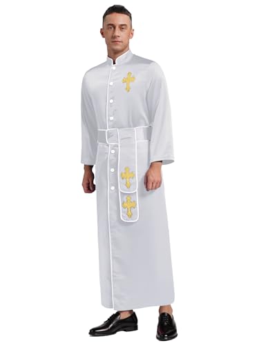 MSemis Herren Gewand für Kirchenpriester mit Gürtel Priesterkostüm Gebetskleidung Retro Kaftanmit Lang Muslimisches Gewand Islamische Dubai Tunika Abaya Kleider Weiß M MSemis Herren Gewand für Kirchenpriester mit Gürtel Priesterkostüm Gebetskleidung Retro Kaftanmit Lang Muslimisches Gewand Islamische Dubai Tunika Abaya Kleider Weiß M von MSemis