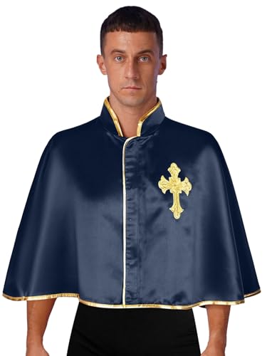 MSemis Herren Priester Kostüm Halloween Christlicher Priester Umhang Mittelalter Kurze Schal Cosplay Retro Festival Outfit Karneval Rave Kostüm Mottoparty Clubwear Navy blau Einheitsgröße MSemis Herren Priester Kostüm Halloween Christlicher Priester Umhang Mittelalter Kurze Schal Cosplay Retro Festival Outfit Karneval Rave Kostüm Mottoparty Clubwear Navy blau Einheitsgröße von MSemis