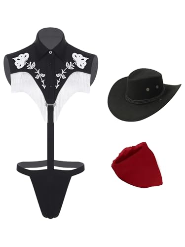 MSemis Herren Westlicher Cowboykostüm Party-Clubweste Clubkleidung Disco-Rave-Outfits Hippiekleidung Unregelmäßiger Saum mit Tasseln Schwarz 3XL MSemis Herren Westlicher Cowboykostüm Party-Clubweste Clubkleidung Disco-Rave-Outfits Hippiekleidung Unregelmäßiger Saum mit Tasseln Schwarz 3XL von MSemis