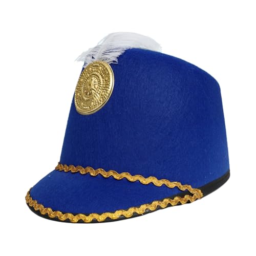 MSemis Kinder Erwachsene Halloween Marching Band Hut Blaskapellenhut Soldatenhut Majoretten-Hut Uniform Trommlermütze Fasching Karneval Mottoparty Blau One Size von MSemis