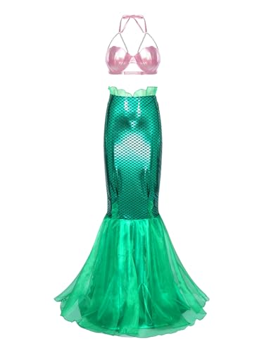 MSemis Kostüm Meerjungfrauen-Badeanzug und Maxirock für Damen muschelförmigen BH und Pailletten Maxi Rock Kostüm Karneval Fasching Party Geben Sie H ein M MSemis Kostüm Meerjungfrauen-Badeanzug und Maxirock für Damen muschelförmigen BH und Pailletten Maxi Rock Kostüm Karneval Fasching Party Geben Sie H ein M von MSemis