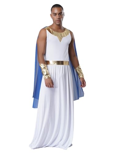 MSemis Männer Toga Kostüm Griechischer Gott Krieger Outfit Halloween Robe Antikes Römisches Dress Up König Prinz Cosplay Karnaval Weihnachten Blau M MSemis Männer Toga Kostüm Griechischer Gott Krieger Outfit Halloween Robe Antikes Römisches Dress Up König Prinz Cosplay Karnaval Weihnachten Blau M von MSemis
