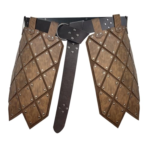 MSemis Mittelalterlich Kunstleder Taillengürtel Rock Vintage Rockgürtel Retro Schottland Ritter Gladiator Seitenrock Cosplay Fasching Hellbraun C One Size von MSemis