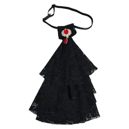 MSemis Renaissance Jabot Kragen Elegante Rüschen Halskragen Abnehmbare Fake Kragen Viktorianisch Jabot Cosplay Zubehör Schwarz B One Size von MSemis