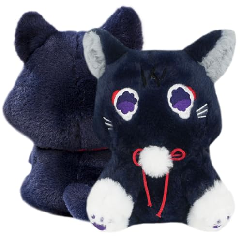 MTCDDCL 25 cm Genshin Impact Katze Tier Plüsch, Weiches Katze Plüschtier Niedliche Katze Plüsch, Schwarze Katze Plüsch Stofftier Katze Kuscheltier Geschenk Für Mädchen Jungen Familie Freunde von MTCDDCL