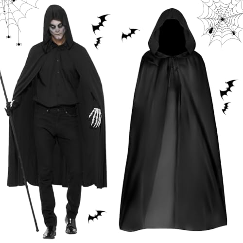 MTCDDCL 2PCS Schwarzer Umhang,Halloween Schwarzer Kapuzenumhang,Cosplay Vampir Umhang,Halloween Party,Maskerade,Familientreffen Umhang von MTCDDCL