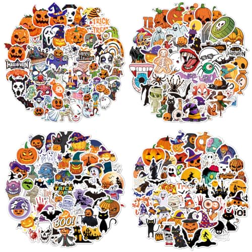 MTCDDCL 400 Stück Halloween Aufkleber Deko,Vinyl Wasserdicht Halloween Urlaub Party Tag Abziehbilder Pack,Kinder Sticker Deko Set Für Laptop,Wasserflasche Basteln Scrapbooking Themen Aufkleber von MTCDDCL