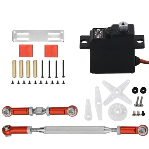 C14 C24 MN MN99S 18g Metallgetriebe Servo und Lenkstange Halterung Set kompatibel mit RC Autos Upgrade Teile Zubehör(MN Red) von MTGUIWF