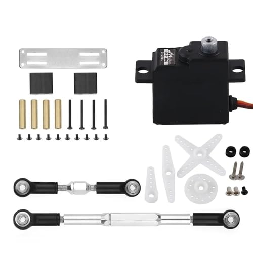 C14 C24 MN MN99S 18g Metallgetriebe Servo und Lenkstange Halterung Set kompatibel mit RC Autos Upgrade Teile Zubehör(WPL Black) von MTGUIWF