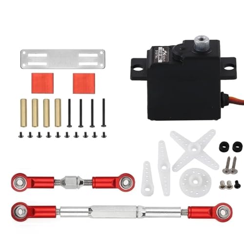 C14 C24 MN MN99S 18g Metallgetriebe Servo und Lenkstange Halterung Set kompatibel mit RC Autos Upgrade Teile Zubehör(WPL Red) von MTGUIWF