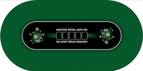 MTJ® Pokermatte Texas Holdem Prestige – Oberfläche aus Jersey – rutschfest – hergestellt in Frankreich (Grün, oval, Freiplatz: 180 x 90 cm) von MTJ