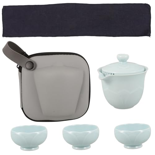 MUCKLILY 1 Satz Reise-Tee-Set Kaffeetasse Reisen Urne Tee Wiederverwendbar Klare Teebecher Korb Haustier Teesieb Kaffee Reisebecher Kaffeetassen Teetasse Sky-Blue Porzellan von MUCKLILY