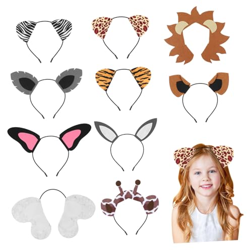 MUCKLILY 10 Stück Teiliges Tierkostüm Haarband mit Kaninchen Giraffenohren Einstellbare Kostüm Haarreifen für Erwachsene und Originelles Party accessoire für Karneval und Halloween MUCKLILY 10 Stück Teiliges Tierkostüm Haarband mit Kaninchen Giraffenohren Einstellbare Kostüm Haarreifen für Erwachsene und Originelles Party accessoire für Karneval und Halloween von MUCKLILY