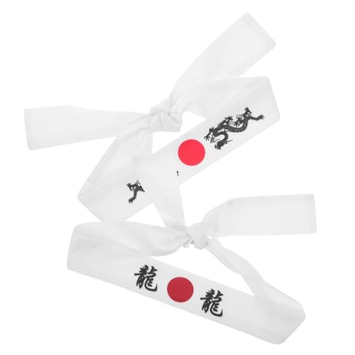 MUCKLILY 2 Stück Japanisches Stirnband Traditionell Samurai Stil Hachimaki Kopfband für Sport Yoga Karate Training und Kostüm Zubehör für Kochen und Party MUCKLILY 2 Stück Japanisches Stirnband Traditionell Samurai Stil Hachimaki Kopfband für Sport Yoga Karate Training und Kostüm Zubehör für Kochen und Party von MUCKLILY