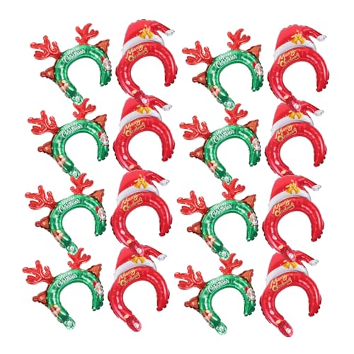 MUCKLILY 20 Stück Teiliges Aufblasbares Party-stirnband aus Aluminiumfolie Weihnachts-haarreif mit Weihnachtsmützen und Rentier-geweihen Lustige Haar-dekoration für Erwachsene Festlicher MUCKLILY 20 Stück Teiliges Aufblasbares Party-stirnband aus Aluminiumfolie Weihnachts-haarreif mit Weihnachtsmützen und Rentier-geweihen Lustige Haar-dekoration für Erwachsene Festlicher von MUCKLILY