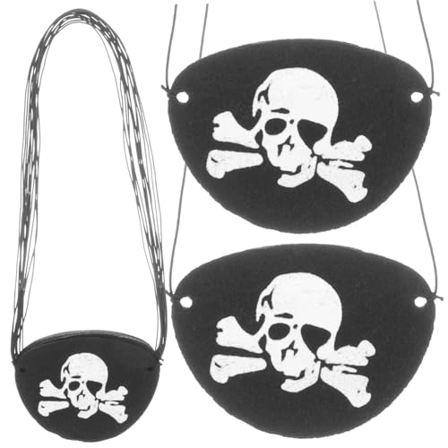 MUCKLILY 24 Stück Teiliges Filz Piraten Augenklappe mit Totenkopf Motiv Halloween Maske für Erwachsene Wiederverwendbare Cosplay Augenbinde für Piraten Kostümpartys MUCKLILY 24 Stück Teiliges Filz Piraten Augenklappe mit Totenkopf Motiv Halloween Maske für Erwachsene Wiederverwendbare Cosplay Augenbinde für Piraten Kostümpartys von MUCKLILY
