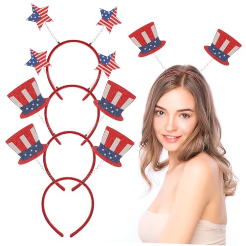 MUCKLILY 4 Stück Teiliges Haarreifen mit Amerikanischer Flagge Unabhängigkeitstag Haarschmuck Leichte Kopfbänder mit Stern Hütchendesign Komfortabel für Party Festtagsdekoration MUCKLILY 4 Stück Teiliges Haarreifen mit Amerikanischer Flagge Unabhängigkeitstag Haarschmuck Leichte Kopfbänder mit Stern Hütchendesign Komfortabel für Party Festtagsdekoration von MUCKLILY