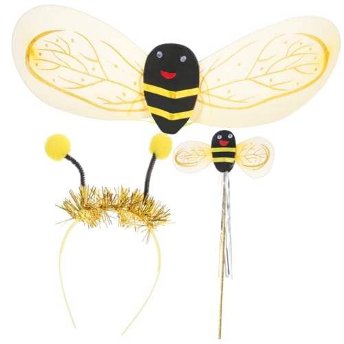 MUCKLILY Bienenkostüm Set für Mädchen mit Flügeln und Haarreif Goldfarbenes Fee Kostüm für Halloween Karneval Geburtstagsfeier Hautfreundlich und Vielseitig für Cosplay und Party MUCKLILY Bienenkostüm Set für Mädchen mit Flügeln und Haarreif Goldfarbenes Fee Kostüm für Halloween Karneval Geburtstagsfeier Hautfreundlich und Vielseitig für Cosplay und Party von MUCKLILY
