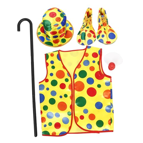MUCKLILY Clown Kostüm mit Hut Nase Weste Schuhen und Krücke für Fasching Karneval Bühnenauftritte und Halloween Komfortabel Langlebig Lustiges Cosplay Zubehör MUCKLILY Clown Kostüm mit Hut Nase Weste Schuhen und Krücke für Fasching Karneval Bühnenauftritte und Halloween Komfortabel Langlebig Lustiges Cosplay Zubehör von MUCKLILY