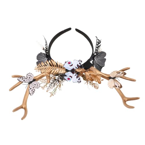 MUCKLILY Extravaganter Geweih-haarreif mit Schmetterlingsblumen Leichter Bequemer Geweih-haarreif für Weihnachten Halloween und Festliche Cosplay-feiern Einzigartige Kostüm-accessoires für MUCKLILY Extravaganter Geweih-haarreif mit Schmetterlingsblumen Leichter Bequemer Geweih-haarreif für Weihnachten Halloween und Festliche Cosplay-feiern Einzigartige Kostüm-accessoires für von MUCKLILY