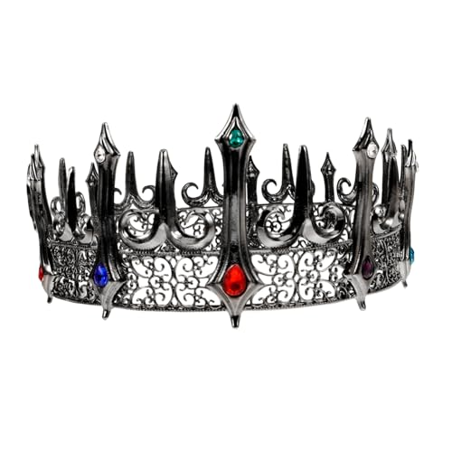 MUCKLILY Gothic Stil Kopfdekor mit Bunten Strasssteinen Unisex Metal Crown Prop für Halloween Kostüm Stilvolle Herren Krone für Männer und Frauen Edles Cosplay Accessoire MUCKLILY Gothic Stil Kopfdekor mit Bunten Strasssteinen Unisex Metal Crown Prop für Halloween Kostüm Stilvolle Herren Krone für Männer und Frauen Edles Cosplay Accessoire von MUCKLILY