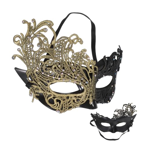 MUCKLILY Halbgesichts-masquerade-maske Damen Spitzen-augenmaske mit Elastischem Band Stilvolle Schwarze-goldene Spitze für Halloween Karneval Tanzball Kostüm Zubehör MUCKLILY Halbgesichts-masquerade-maske Damen Spitzen-augenmaske mit Elastischem Band Stilvolle Schwarze-goldene Spitze für Halloween Karneval Tanzball Kostüm Zubehör von MUCKLILY