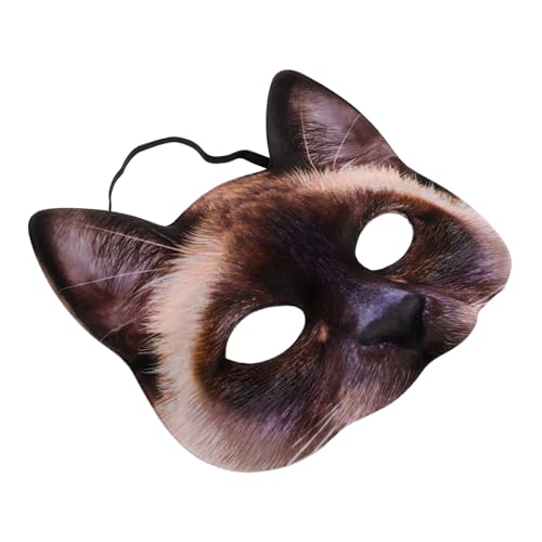MUCKLILY Half-eyes Katzenmaske Braun Siamese Stil Unisex Cosplay Maske aus EVA Stoff Langlebig und Lustig für Halloween Karneval Maskenball Kostüm Party MUCKLILY Half-eyes Katzenmaske Braun Siamese Stil Unisex Cosplay Maske aus EVA Stoff Langlebig und Lustig für Halloween Karneval Maskenball Kostüm Party von MUCKLILY